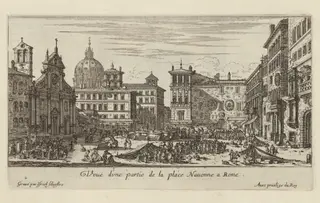 Veuë d'une partie de la place Navonne a Rome, by Israël Silvestre, ink, 1650