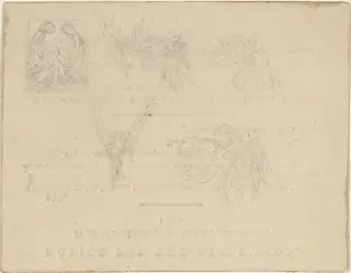 Sheet of Studies, by John Flaxman, graphite, 1798