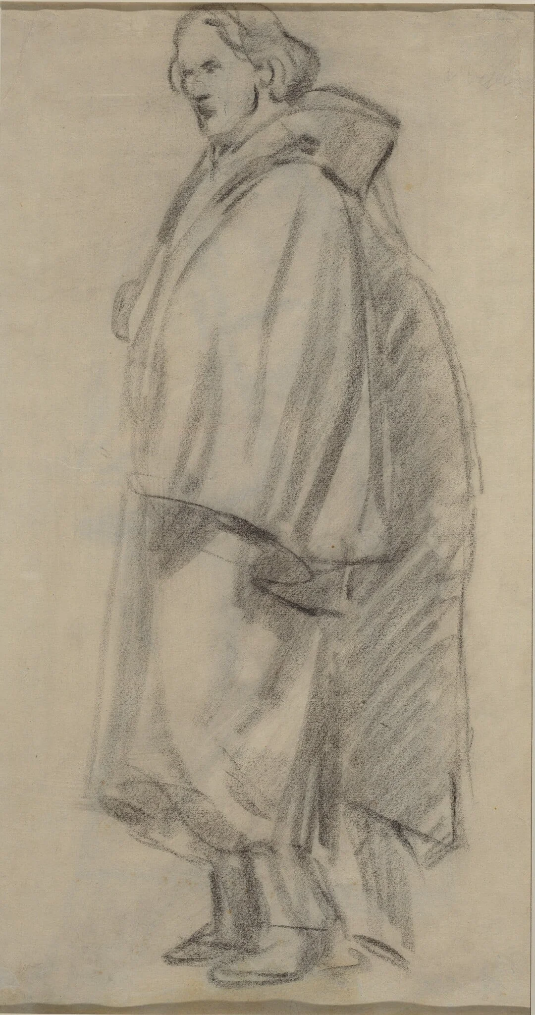 Man Wearing a Cloak [verso], detail