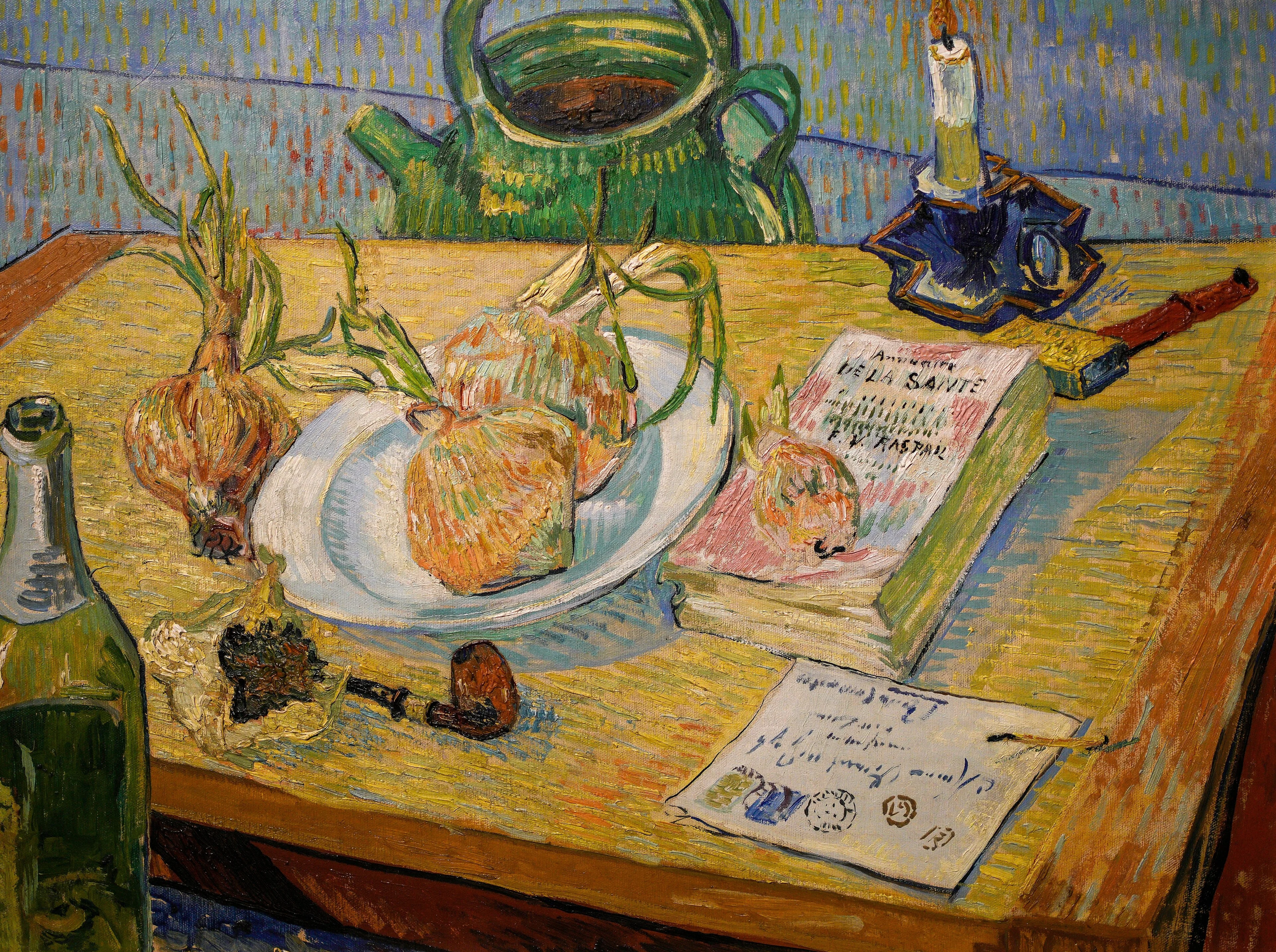 Still life with a plate of onions, detail
