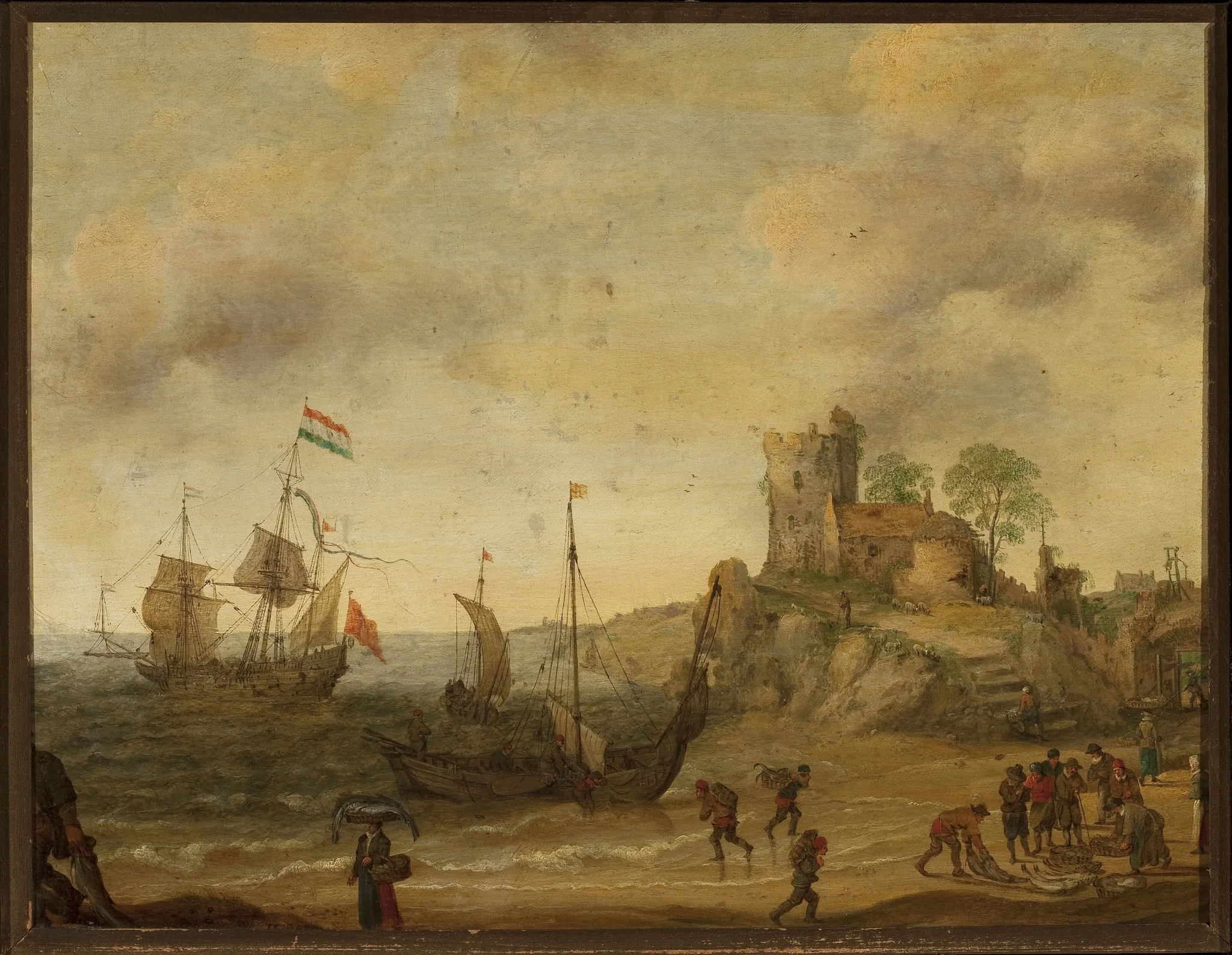 Fishermen at the seaside, detail