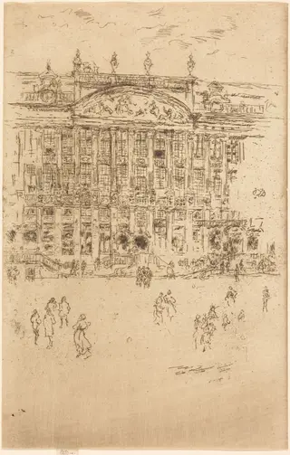 Grand' Place, Brussels, by James McNeill Whistler, ink, 1887