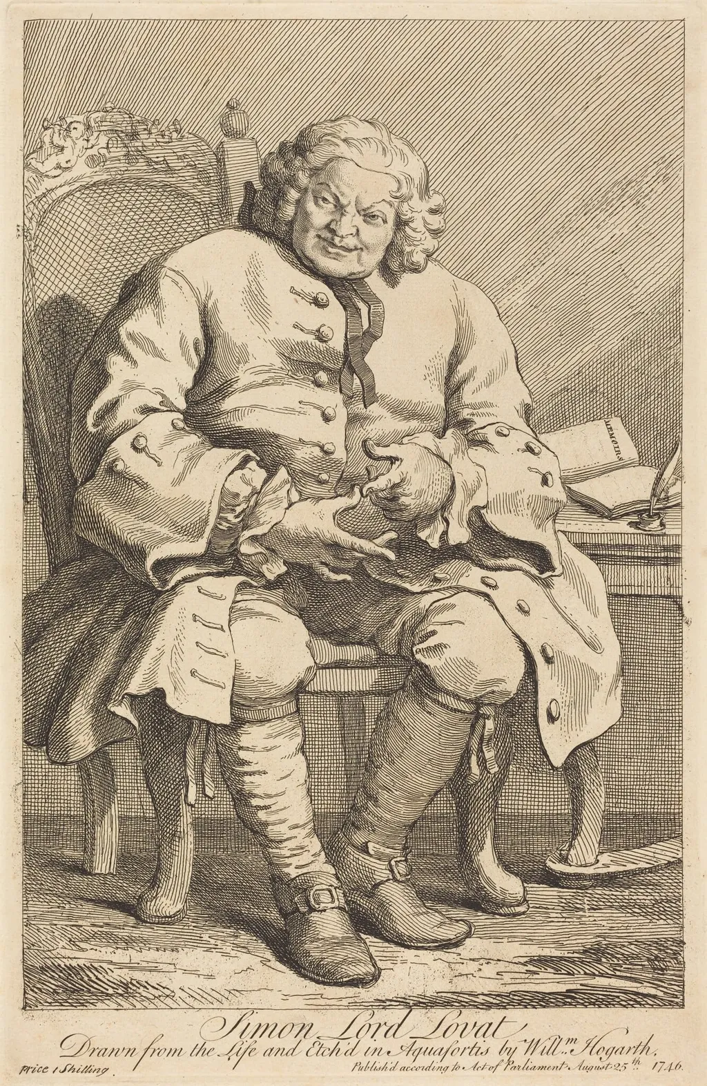 Simon Lord Lovat, by William Hogarth, ink, 1746