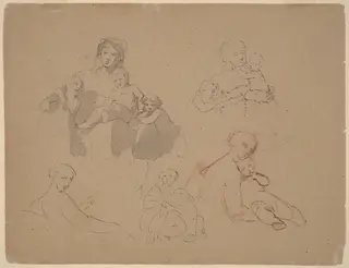 Studies: Major Thomas Biddle and Thomas Wilcocks Sully, by Thomas Sully, ink, 1820