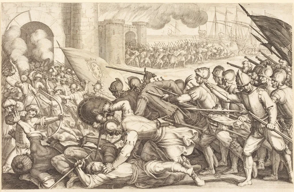 The Troops Forcing the Gate of a Town, by Jacques Callot, ink, 1614