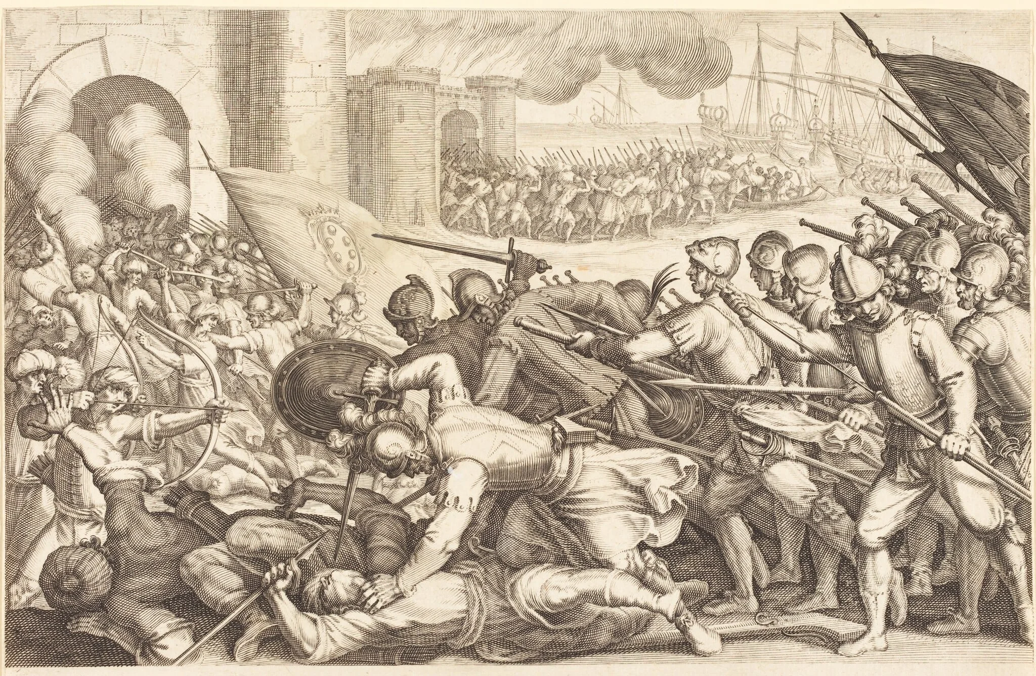 The Troops Forcing the Gate of a Town, detail
