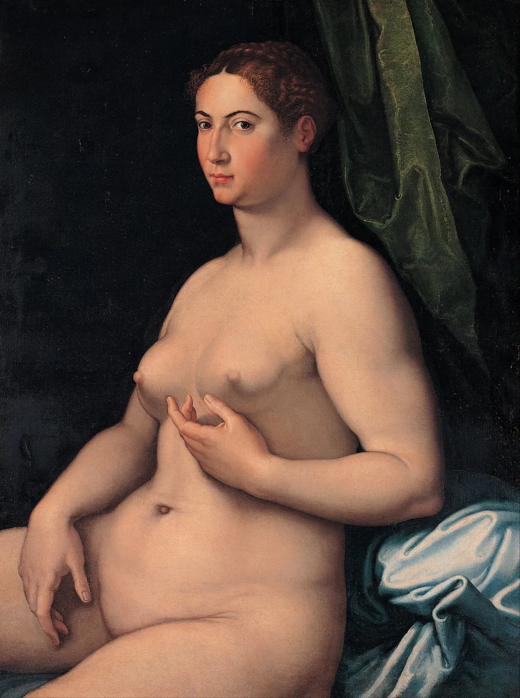 A seated female, by Girolamo Siciolante da Sermoneta, oil, 1550