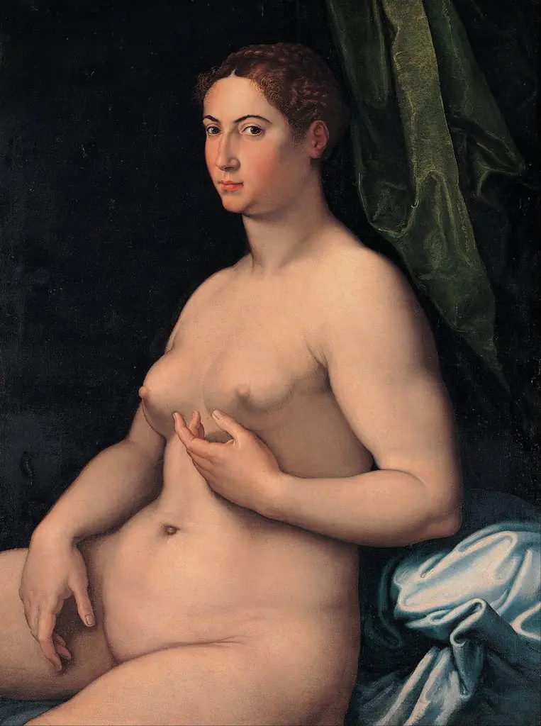 A seated female, by Girolamo Siciolante da Sermoneta, oil, 1550
