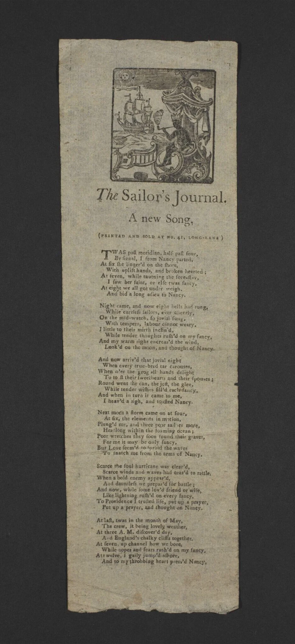 The Sailor's Journal, A New Song, detail
