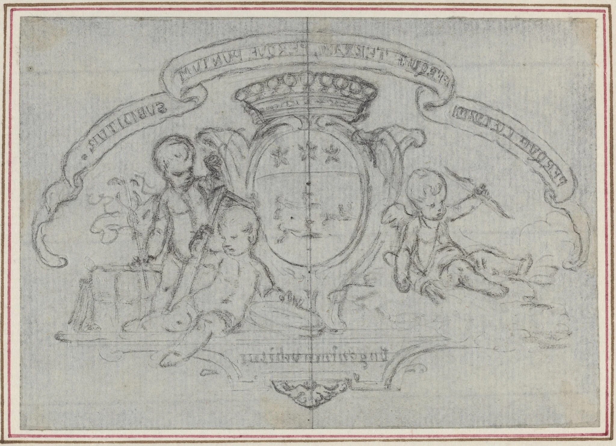 Coat of Arms with Three Putti, detail
