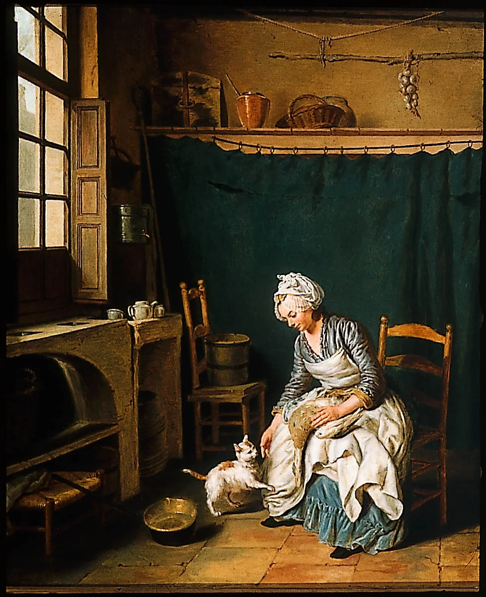 Servant Girl Plucking a Chicken, detail
