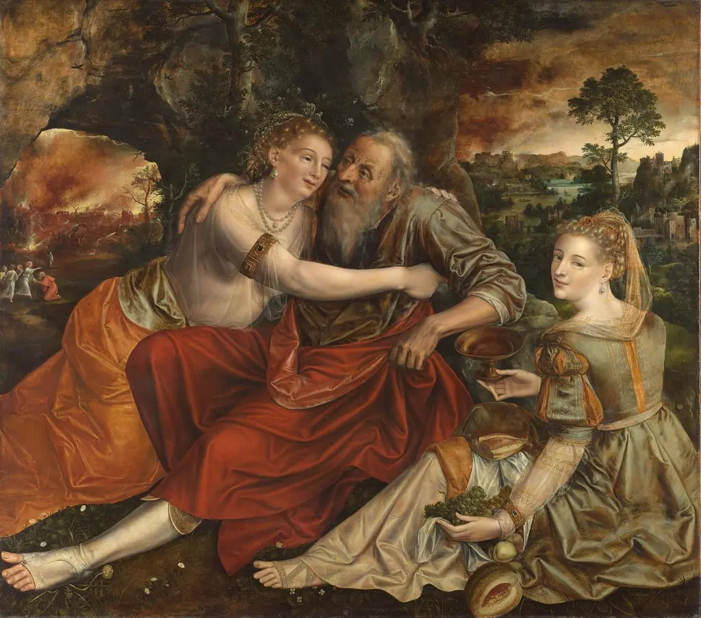 Lot and his Daughter, by Jan Matsys, oil, 1563