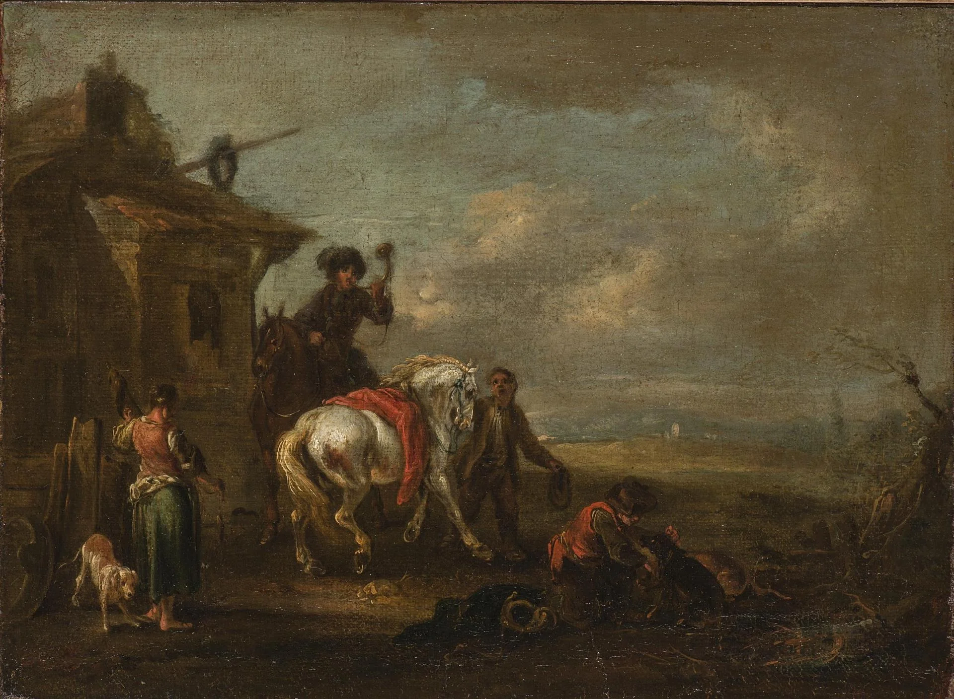 Hunters by a Tavern, detail