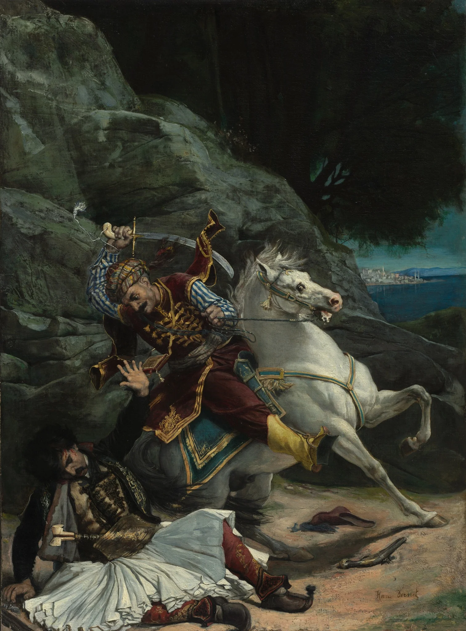 Combat of a Greek and a Turk, detail