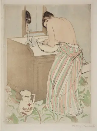Woman Bathing, by Mary Cassatt, ink, 1890