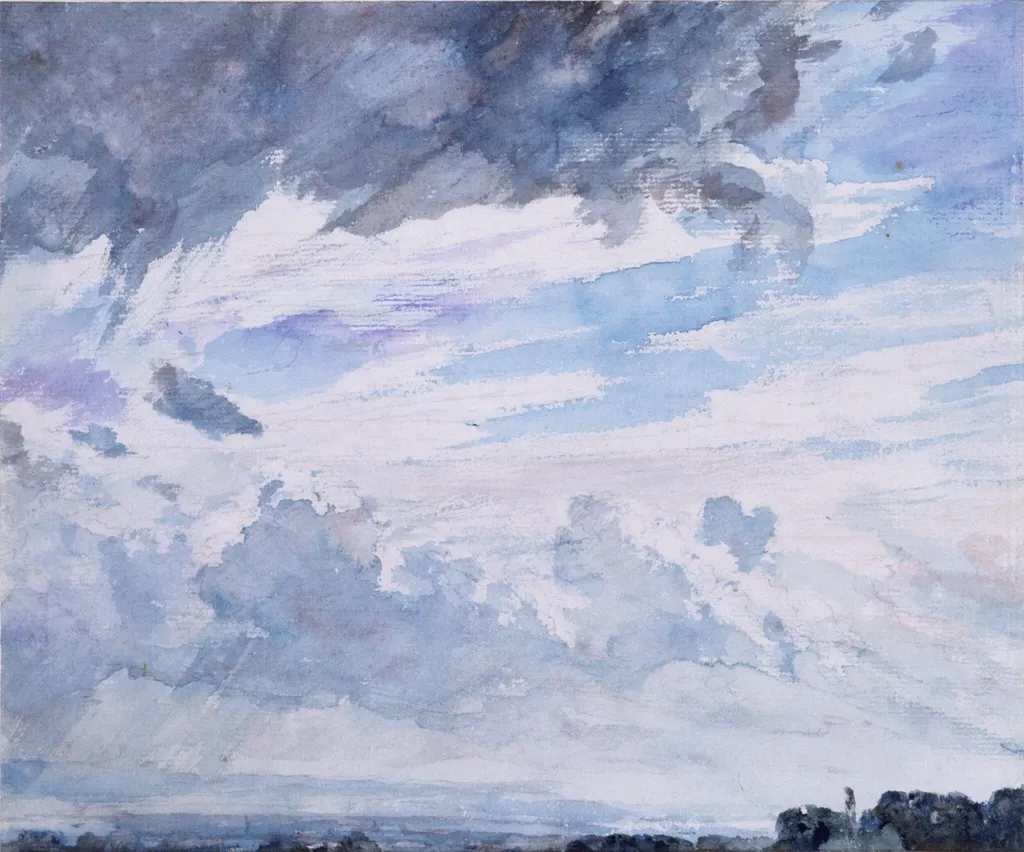 Study of clouds above a wide landscape, by John Constable, watercolor, 12
