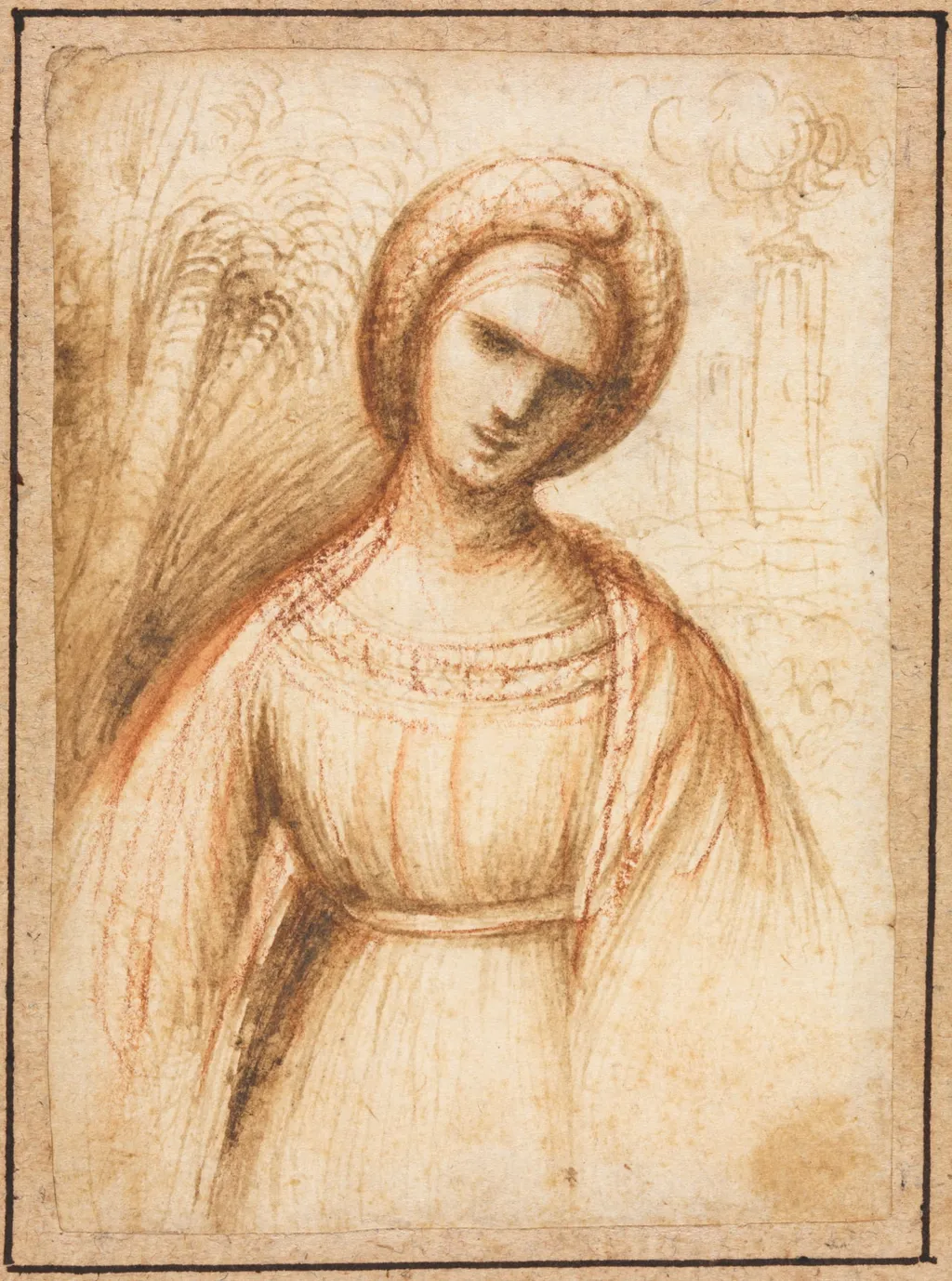 Lady in a Landscape (recto), by Dosso Dossi, 1521
