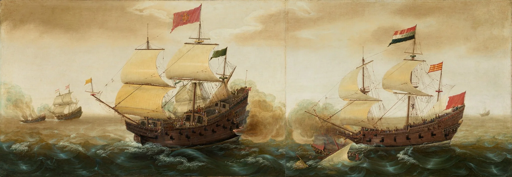 A Naval Encounter between Dutch and Spanish Warships, detail