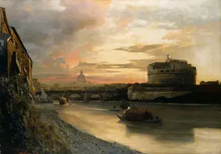 Die Engelsburg in Rom, by Oswald Achenbach, oil, 1892