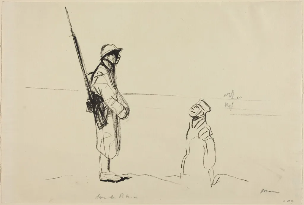 Sur le Rhin, by Jean-Louis Forain, ink, 1916