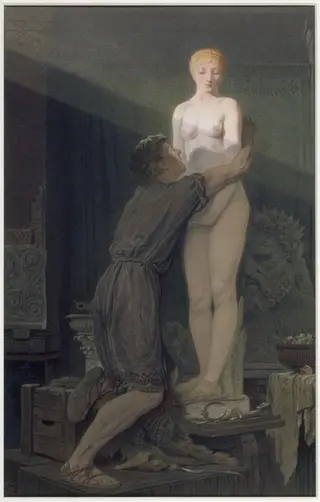 Pygmalion and the statue, by John Tenniel, watercolor, 1878