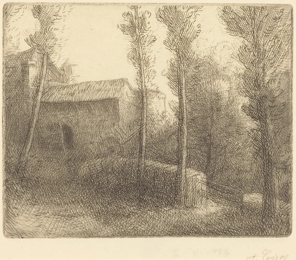 Bridge at the Mill (Le pont du moulin), by Alphonse Legros, ink, 1874