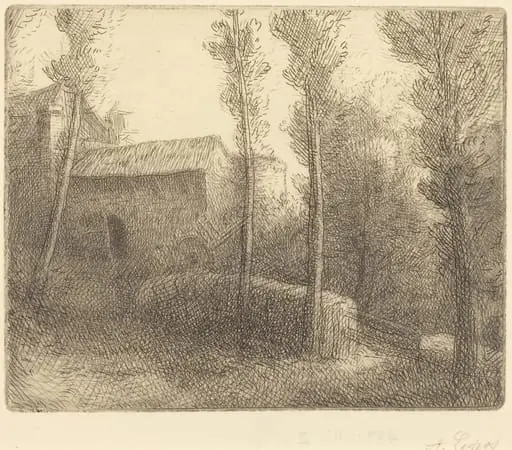 Bridge at the Mill (Le pont du moulin), by Alphonse Legros, ink, 1874