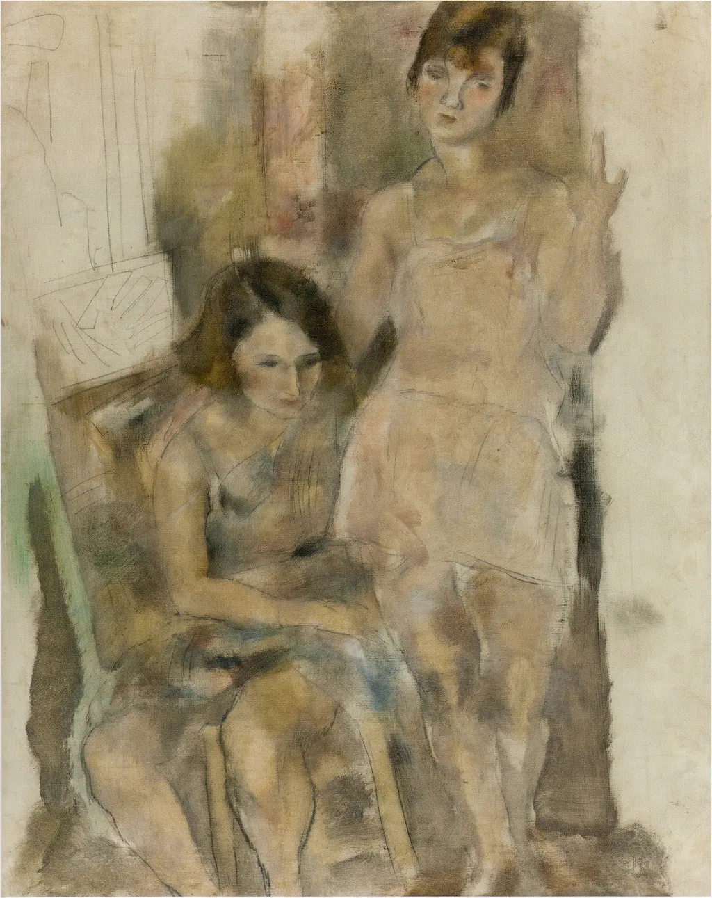 Zimette and Mireille, by Jules Pascin, oil, 1923