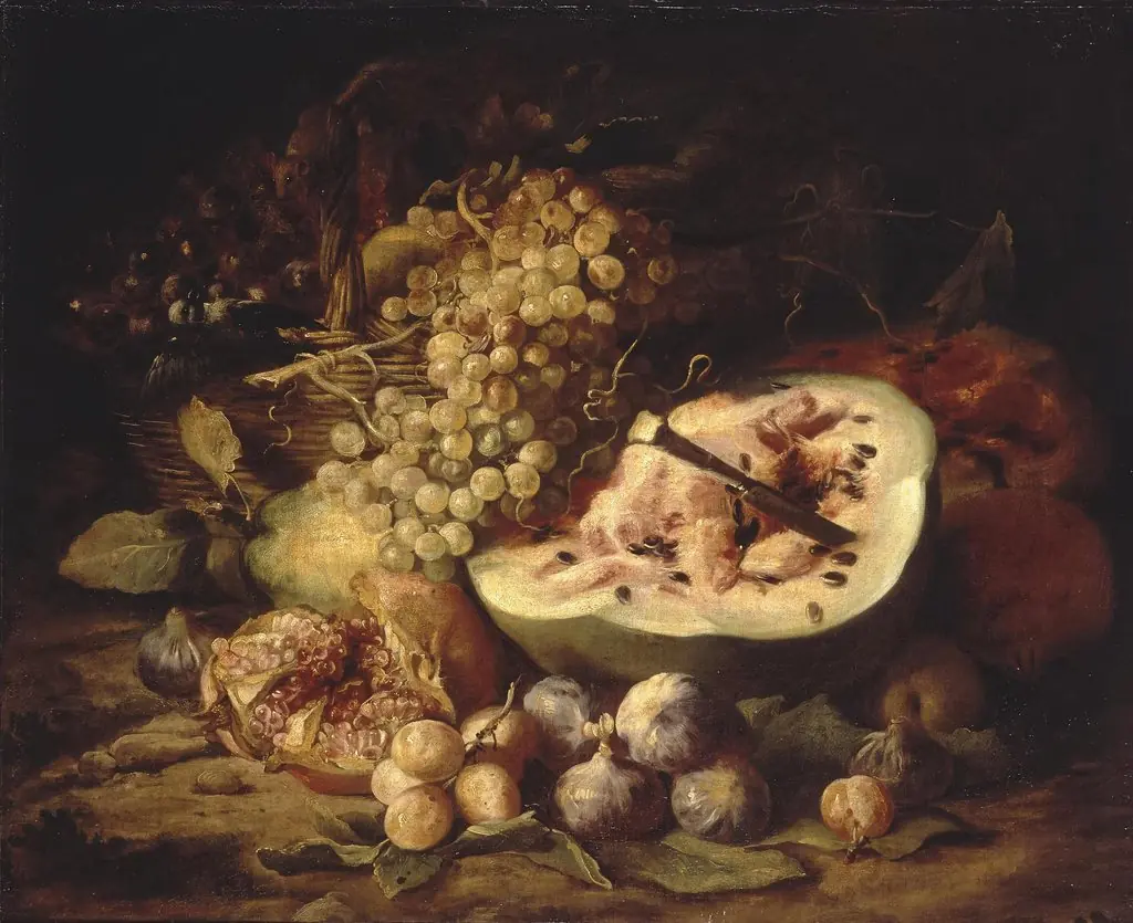 Fruit Still-Life, by Abraham Brueghel, oil, 1670