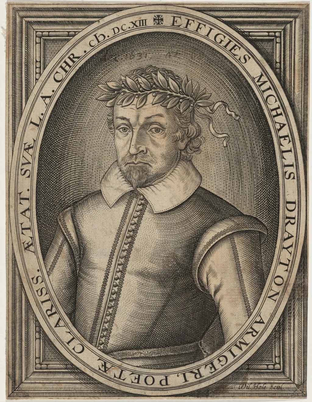 Michael Drayton, by William Hole, ink, 1619