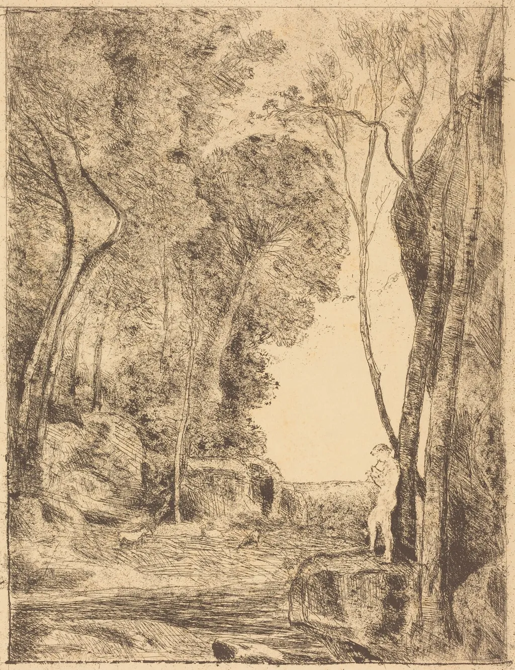 Little Shepherd, 1st Plate (Le Petit Berger), by Jean Baptiste Camille Corot, 1855
