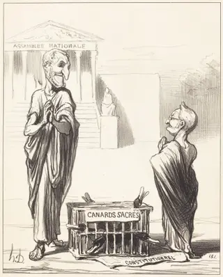 Les Augures de l'Empire..., by Honoré Daumier, ink, 1850