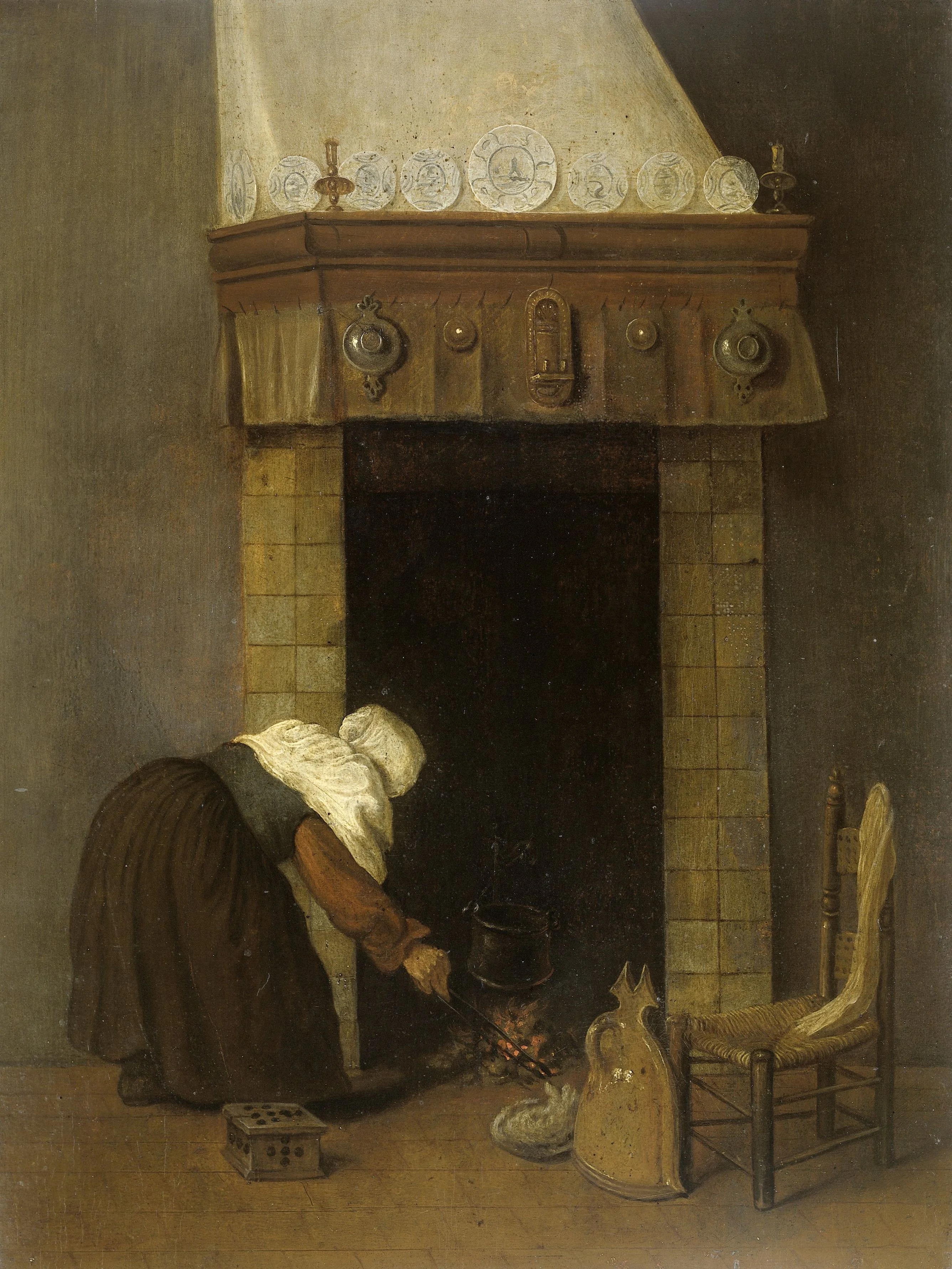 Woman at the hearth, detail