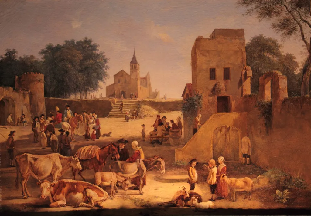 Animal market, by Jean-Jacques de Boissieu, oil, 1796