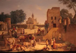 Animal market, by Jean-Jacques de Boissieu, oil, 1796