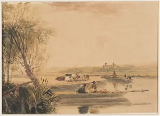 Landscape with Cattle, by Peter De Wint, watercolor