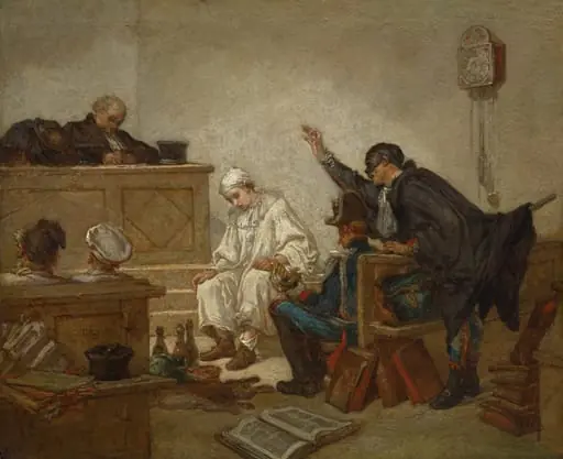 Pierrot in Criminal Court, by Thomas Couture, unspecified, 1867