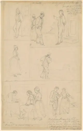 Studies of Figural Groups, by William Sidney Mount, graphite, 1866