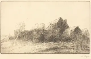 Farm (Une ferme), by Alphonse Legros, ink, 1874