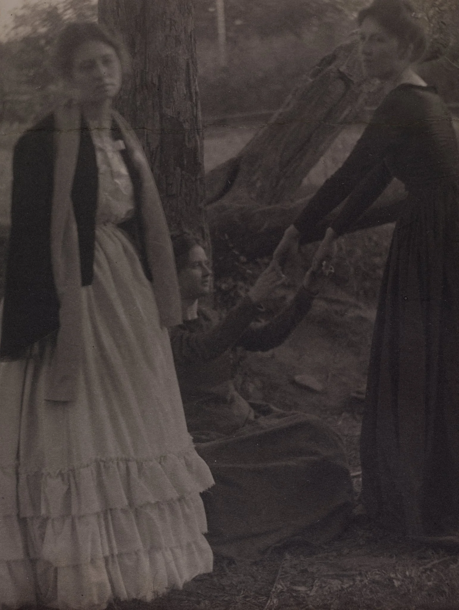 Three Girls in the Woods (Julia Hall McCune, Stella Howard, and Letitia Felix), detail