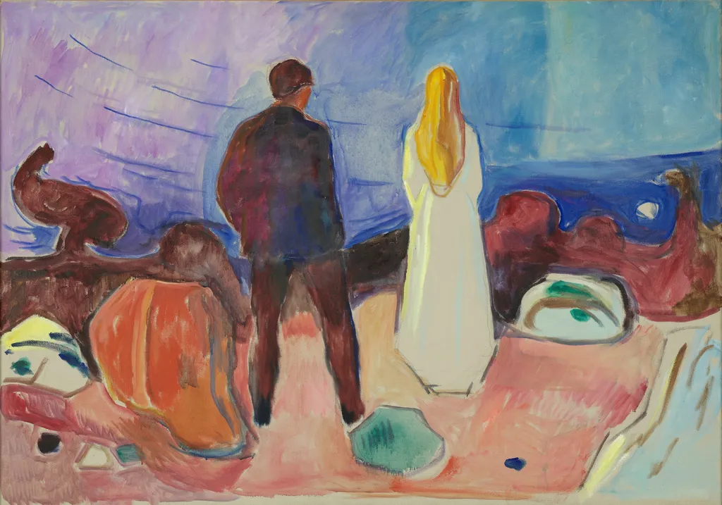 Two human Beings. The Lonely Ones (1933 painting), by Edvard Munch, oil, 1935