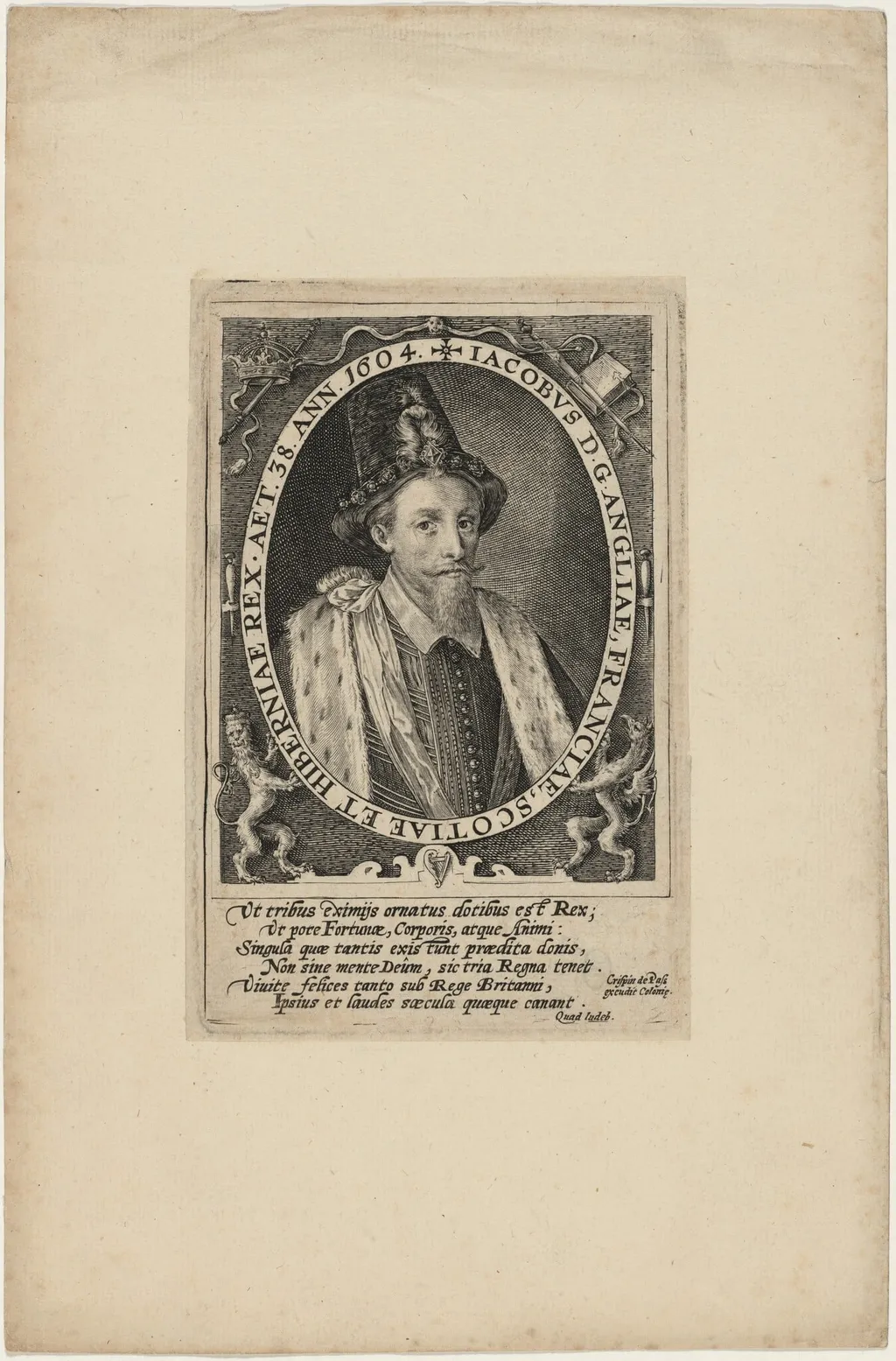 James I, King of England, by Crispijn van de Passe I, ink, 1604