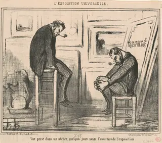 Vue prise dans un atelier ..., by Honoré Daumier, ink, 1855