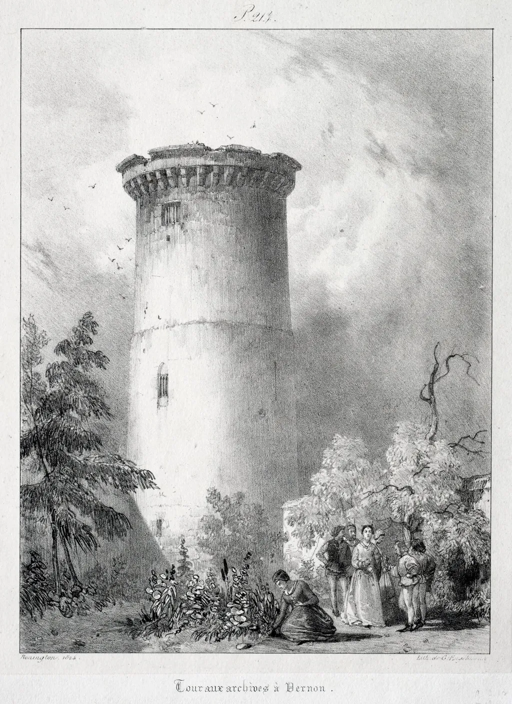 Voyages pittoresques et romantiques dans l'ancienne France,  Normandie:  Tour aux archives à Vernon, by Richard Parkes Bonington, 1824
