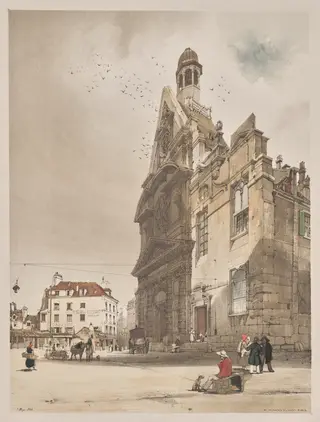 Picturesque Architecture in Paris, Ghent, Antwerp, Rouen:  St. Etienne du Mont, Paris, by Thomas Shotter Boys, 1839