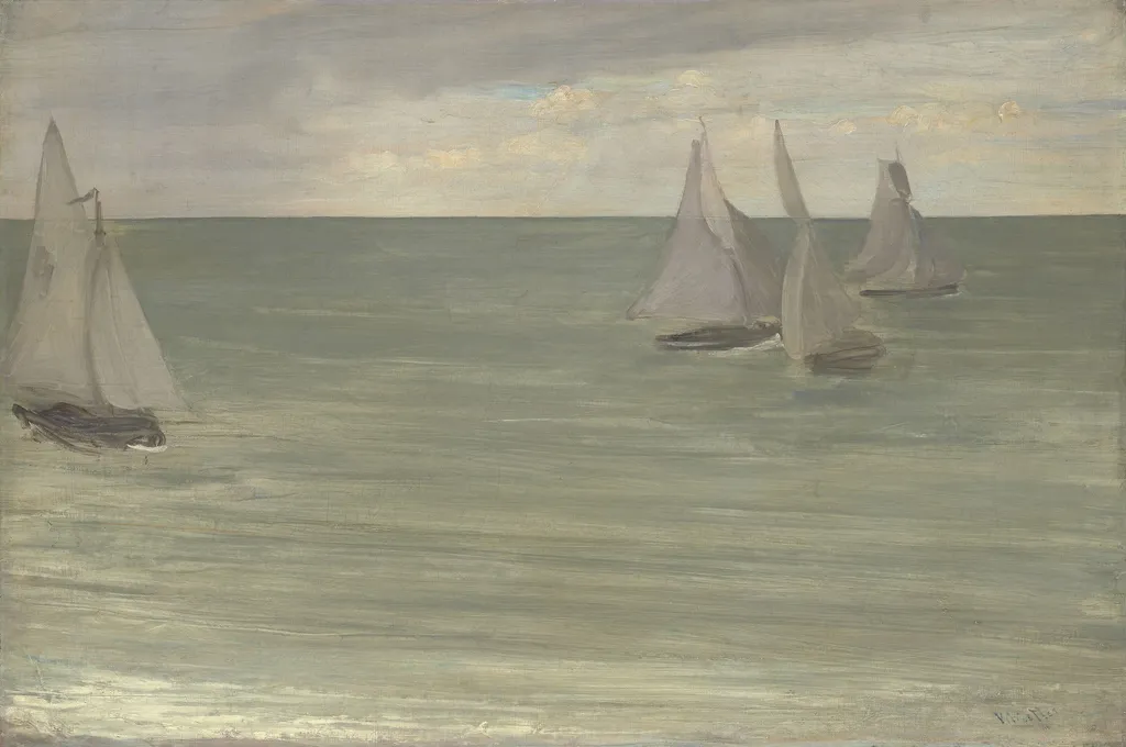 Trouville (Grey and Green, the Silver Sea), by James McNeill Whistler, oil, 1865