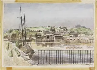 Old Wharves, Portmadoc, Caernarvonshire., by Frances Macdonald, watercolor