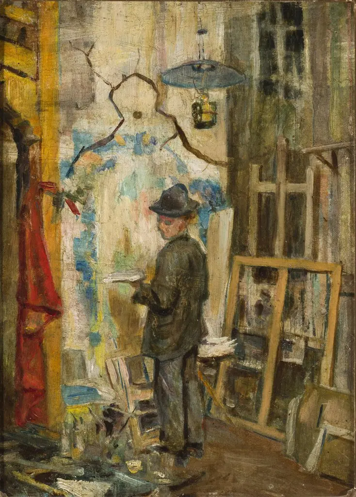 Józef Mehoffer in the studio, by Stanisław Wyspiański, oil, 1897