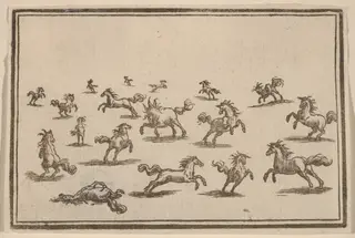 Horses Running, by Edouard Eckman, ink, 1621