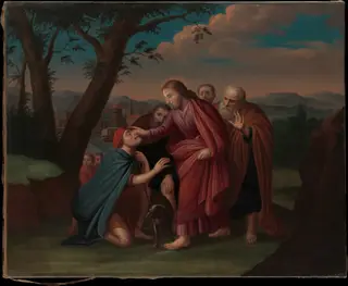 Christ Healing the Blindman, by Gerardus Duyckinck I, oil, 1725